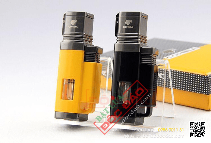Bật lửa khò hút Cigar (xì gà) Cohiba chính hãng loại 4 tia lửa khò cực mạnh - Mã SP: BLH092