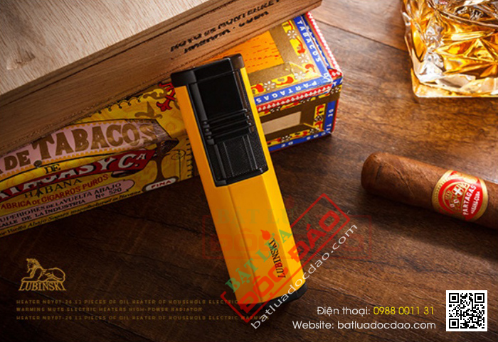 Bật lửa khò xì gà (cigar) Lubinski 2 tia kèm đục - Mã SP: KB33
