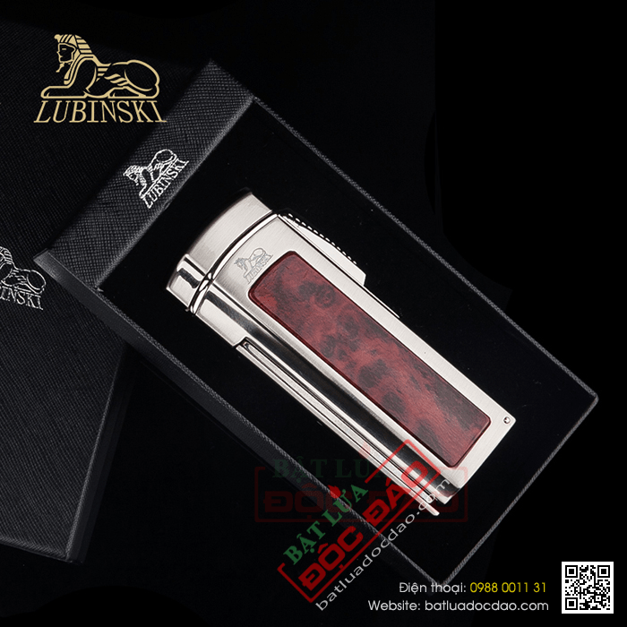 Bật lửa khò hút cigar Lubinski 4 tia kèm đục và kéo - Mã SP: LB10