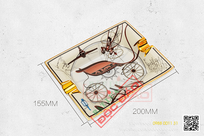 Gạt tàn xì gà (cigar) 2 điếu gốm sứ Lubinski cao cấp- Mã SP: A430