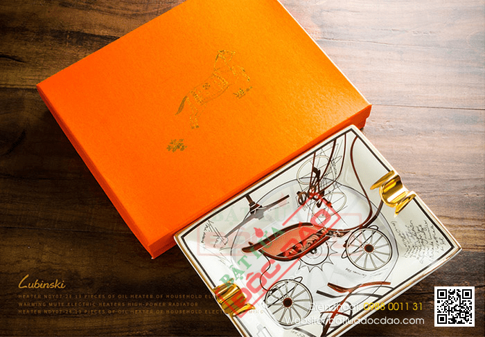 Gạt tàn xì gà (cigar) 2 điếu gốm sứ Lubinski cao cấp- Mã SP: A430