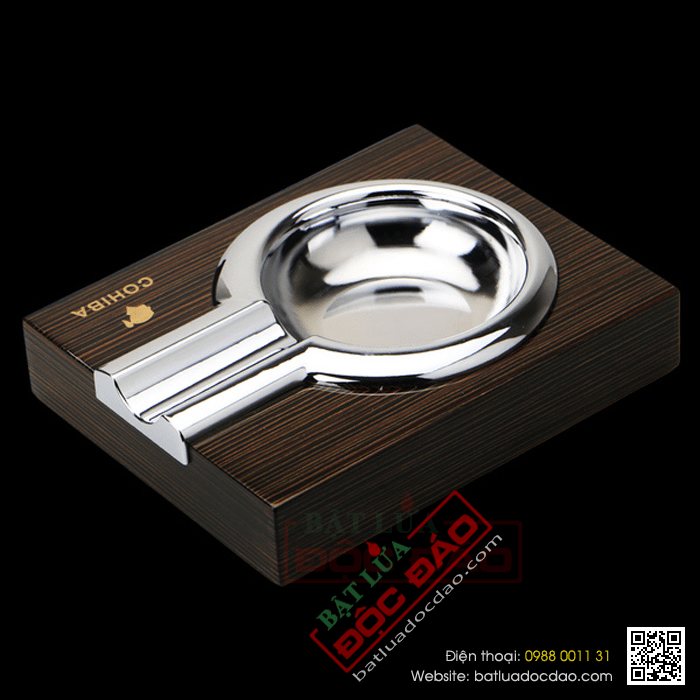 Gạt tàn Cigar (xì gà) Cohiba chính hãng 1 điếu chất liệu gỗ và thép không gỉ - Mã SP: G117B