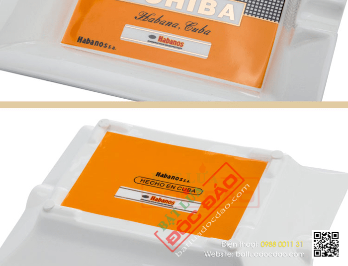 Gạt tàn Cigar (xì gà) Cohiba chính hãng gốm sứ màu trắng - Mã SP: 510-2A