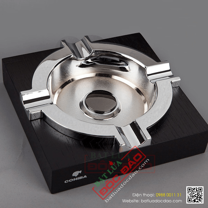 Gạt tàn Cigar (xì gà) Cohiba chính hãng màu đen loại 4 điếu - Mã SP: HB3016