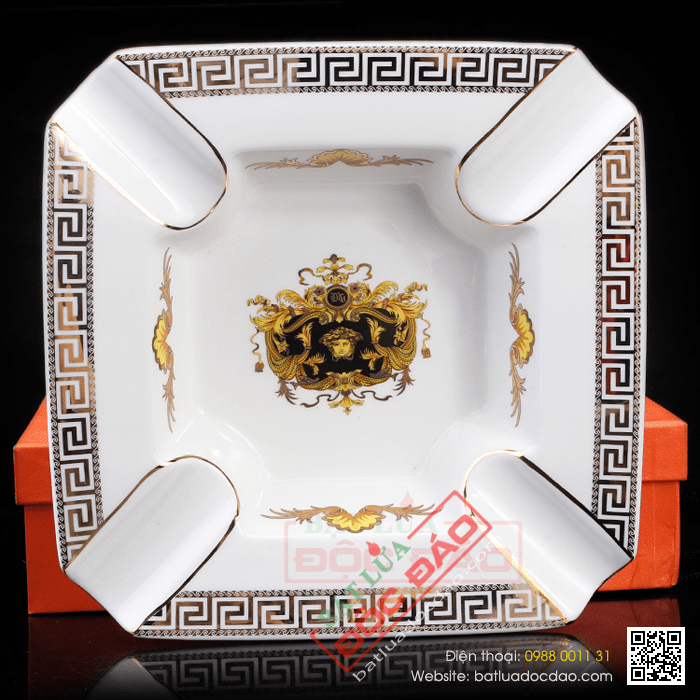 Gạt tàn Cigar (xì gà) Cohiba chính hãng màu trắng viền đen  - Mã SP: YU004