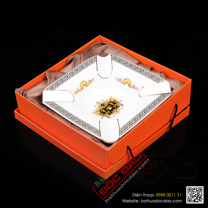 Gạt tàn Cigar (xì gà) Cohiba chính hãng màu trắng viền đen  - Mã SP: YU004