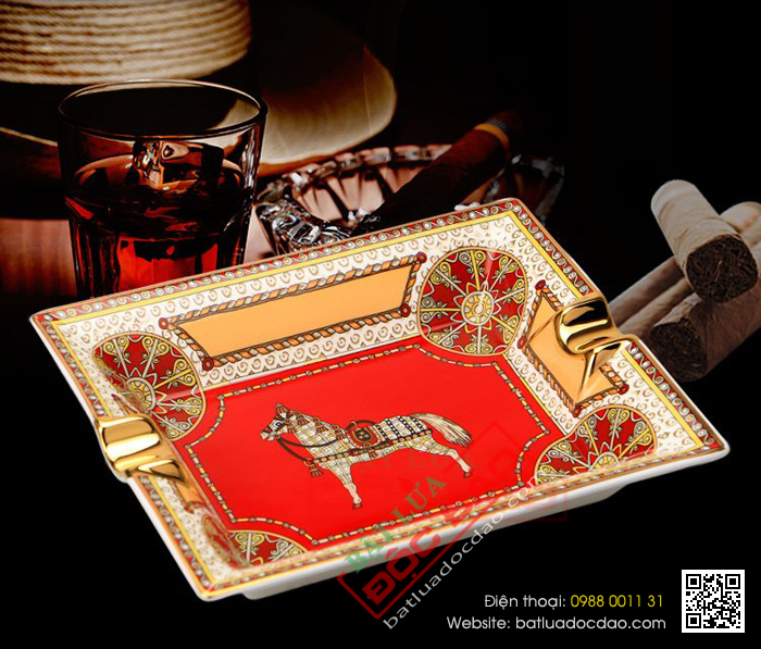 Gạt tàn Cigar (xì gà) Cohiba gốm sứ chính hãng loại 2 điếu - Mã SP: G234