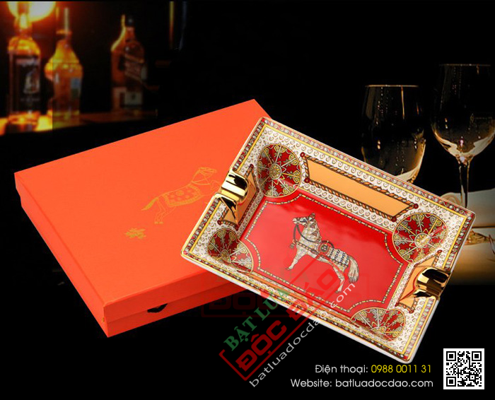 Gạt tàn Cigar (xì gà) Cohiba gốm sứ chính hãng loại 2 điếu - Mã SP: G234