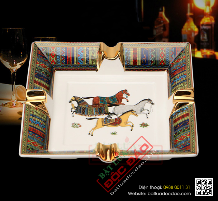 Gạt tàn Cigar (xì gà) Cohiba gốm sứ chính hãng loại 4 điếu - Mã SP: G422