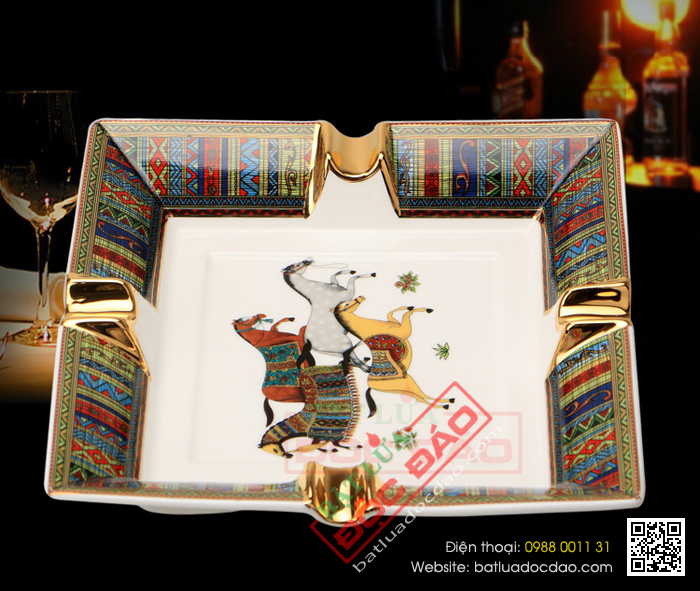 Gạt tàn Cigar (xì gà) Cohiba gốm sứ chính hãng loại 4 điếu - Mã SP: G422