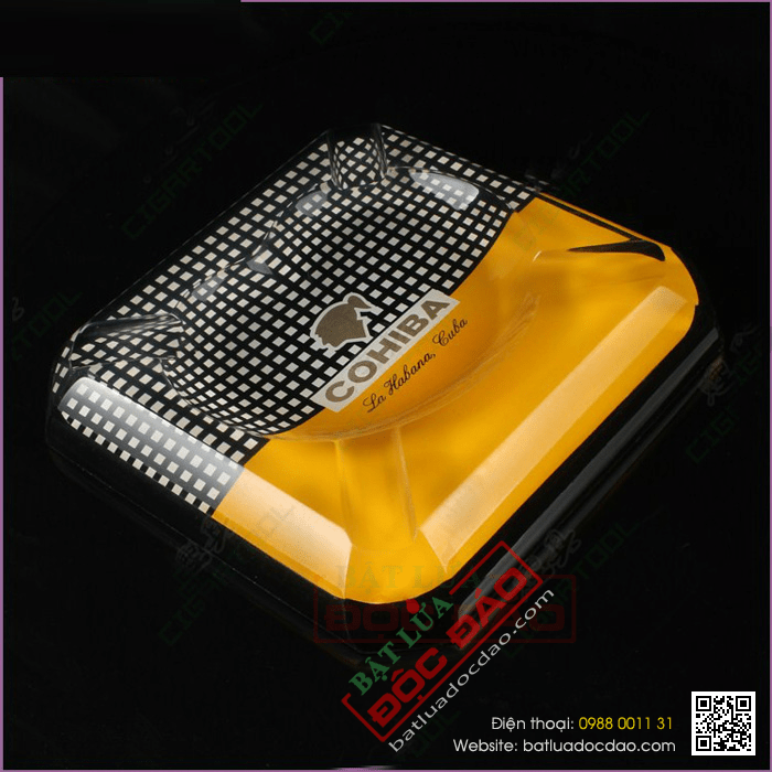Gạt tàn Cigar (xì gà) Cohiba thủy tinh chính hãng loại 4 điếu - Mã SP: G412A