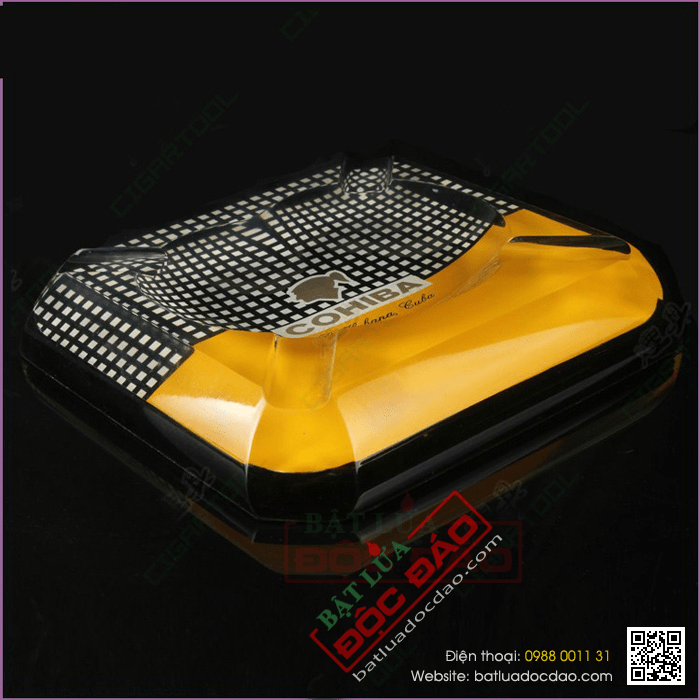 Gạt tàn Cigar (xì gà) Cohiba thủy tinh chính hãng loại 4 điếu - Mã SP: G412A