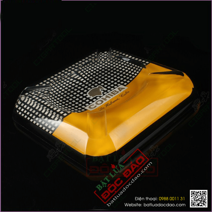 Gạt tàn Cigar (xì gà) Cohiba thủy tinh chính hãng loại 4 điếu - Mã SP: G412A