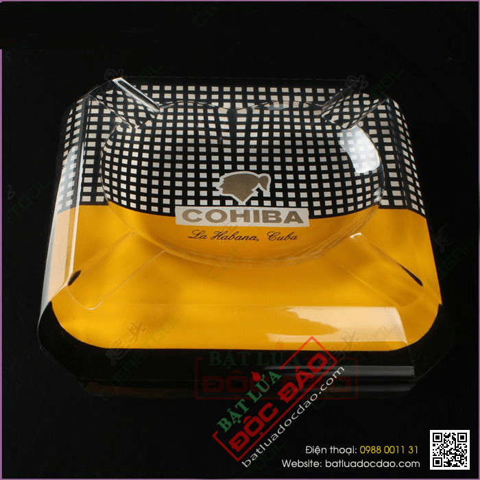 Gạt tàn Cigar (xì gà) Cohiba thủy tinh chính hãng loại 4 điếu - Mã SP: G412A