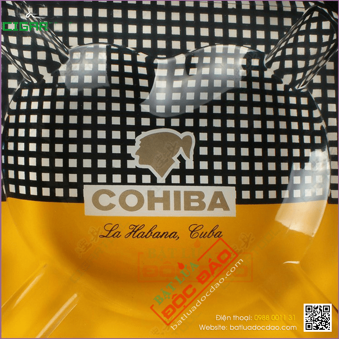 Gạt tàn Cigar (xì gà) Cohiba thủy tinh chính hãng loại 4 điếu - Mã SP: G412A