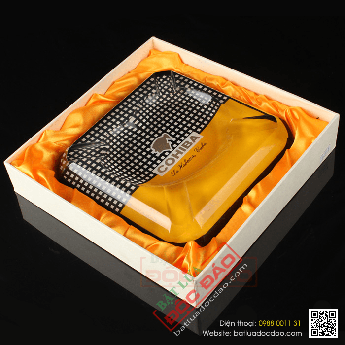 Gạt tàn Cigar (xì gà) Cohiba thủy tinh chính hãng loại 4 điếu - Mã SP: G412A