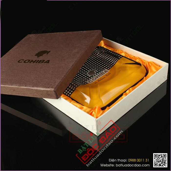 Gạt tàn Cigar (xì gà) Cohiba thủy tinh chính hãng loại 4 điếu - Mã SP: G412A