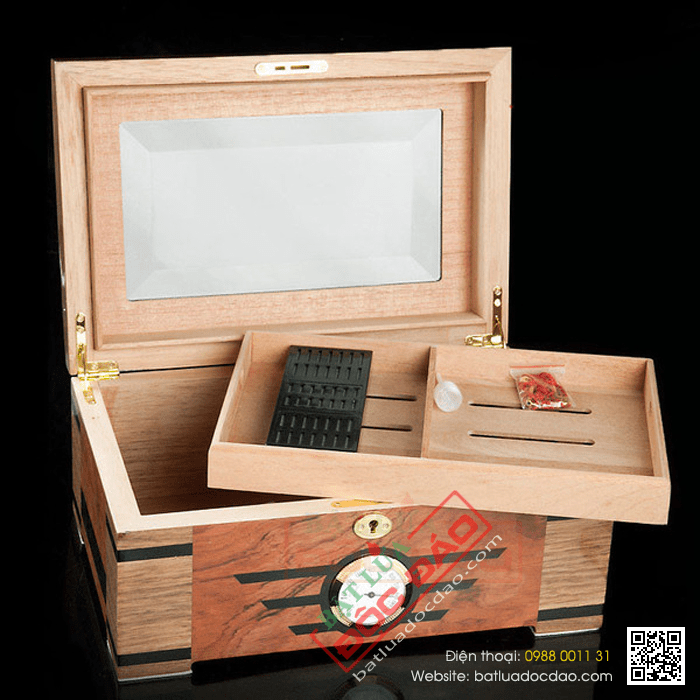 Hộp giữ ẩm Cigar (xì gà) Trinidad loại 100 điếu có khóa - Mã SP: T001