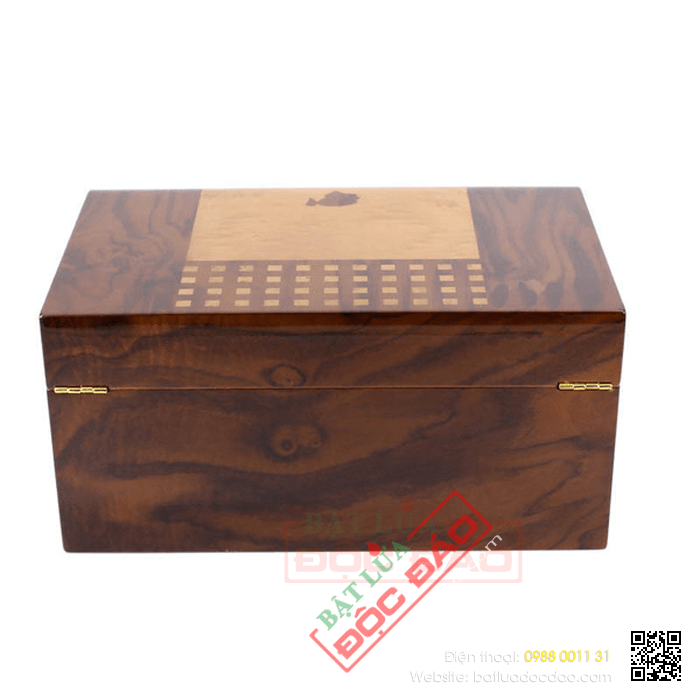 Hộp giữ ẩm Cigar (xì gà) Cohiba chất liệu gỗ tuyết tùng có đồng hồ đo độ ẩm- Mã SP: RAG912