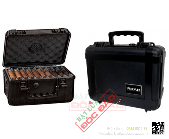 Hộp giữ ẩm Cigar (xì gà) Xikar màu đen kiểu vali- Mã SP: 280XL