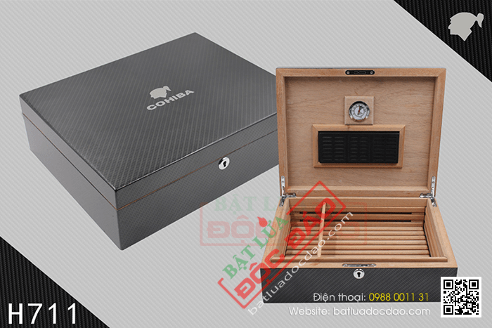 Hộp đựng Cigar (xì gà) Cohiba chất liệu gỗ tuyết tùng cao cấp - Mã SP: H711