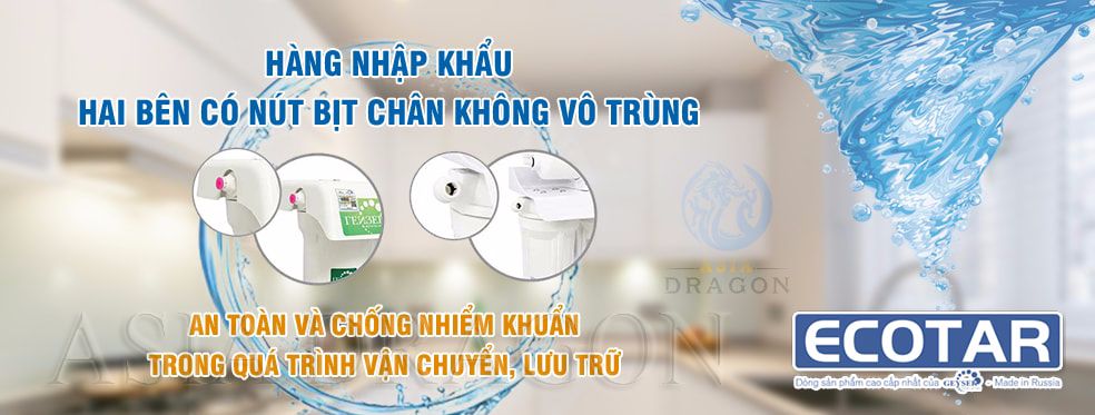 Máy lọc nước Geyser Ecotar 4 được bít chân không tại đầu vào và đầu ra của máy