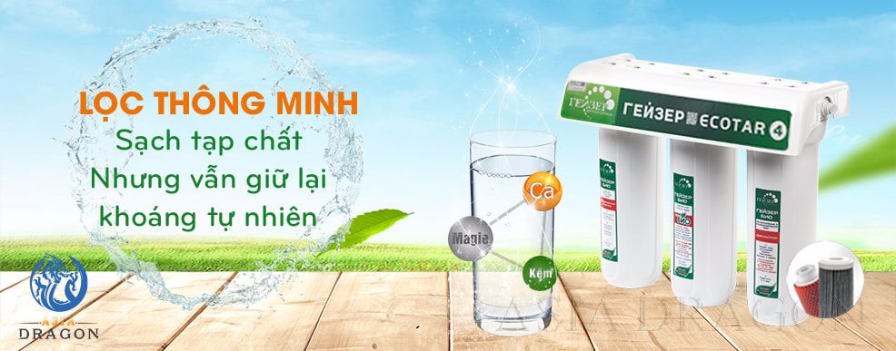 Nước lọc nguyên khoáng sau khi qua máy lọc nước Geyser Ecotar 4
