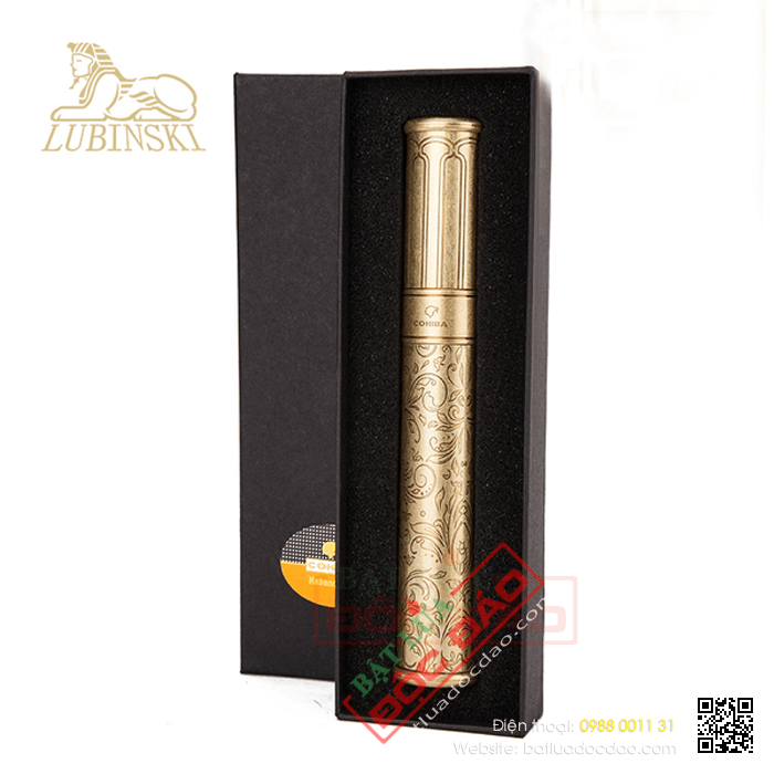 Ống đựng Cigar (xì gà) Cohiba chính hãng loại 1 điếu màu đồng - Mã SP: HB028