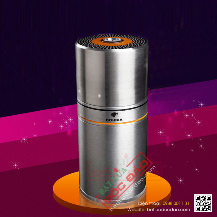 Ống đựng Cigar (xì gà) Cohiba chính hãng loaị 7 điếu màu trắng bạc - Mã SP: D004