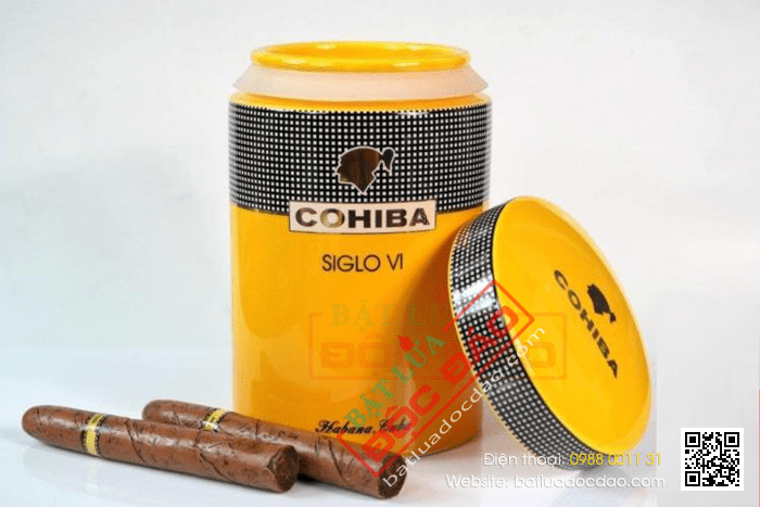 Ống đựng Cigar (xì gà) Cohiba chính hãng màu vàng chất liệu gốm sứ - Mã SP: D008