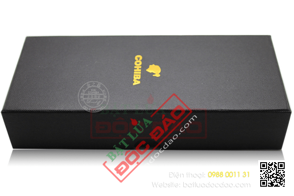 Set bao da Cigar (xì gà), dao cắt Cigar Cohiba chất liệu da loại 2 điếu chính hãng- Mã SP: HY3203L