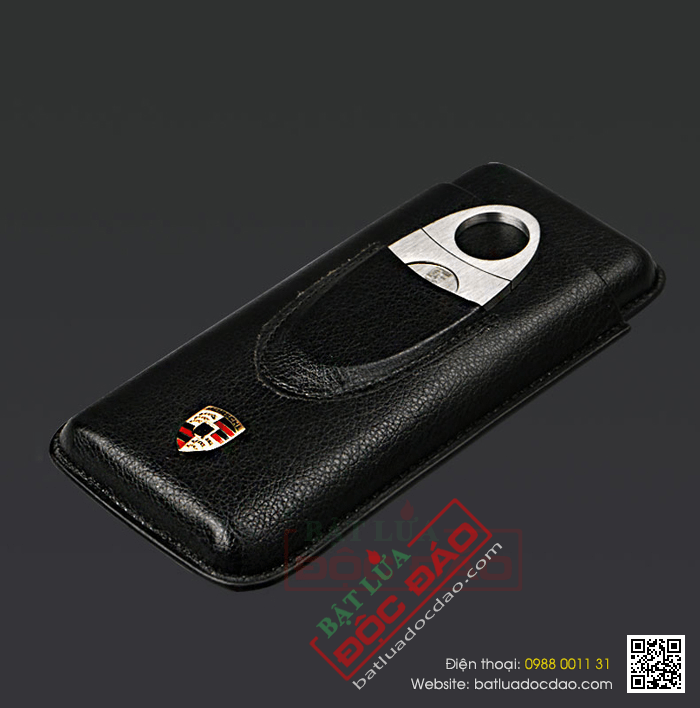 Set bao da đựng Cigar (xì gà), dao cắt Cigar Cohiba logo Porsche - Mã SP: BP01