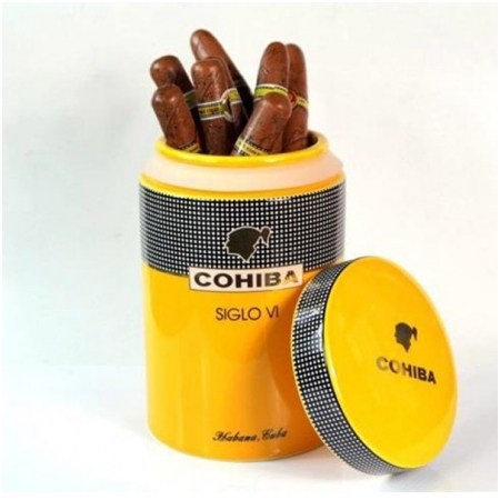 Ảnh của Ống đựng Cohiba chính hãng màu vàng chất liệu gốm sứ - Mã SP: D008